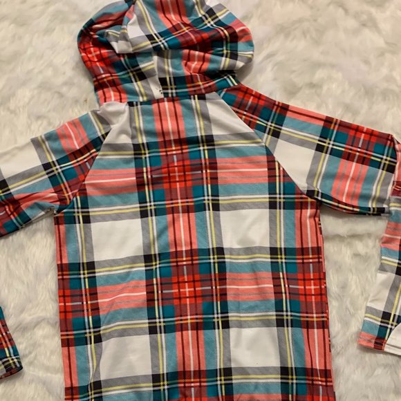 Plaid Thumbhole Double Hooded Cowl. Neck Shirt - Picture 11 of 12